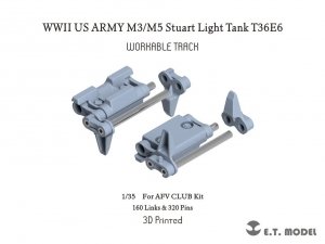 E.T. Model P35-039 WWII US ARMY M3/M5 Stuart Light Tank T36E6 Workable Track ( 3D Printed ) 1/35