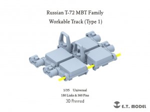 E.T. Model P35-407 Russian T-72 MBT Family Workable Track Type 1 3d Printed 1/35