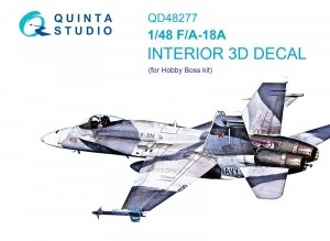 Quinta Studio QD48277 F/A-18А 3D-Printed & coloured Interior on decal paper (HobbyBoss) 1/48