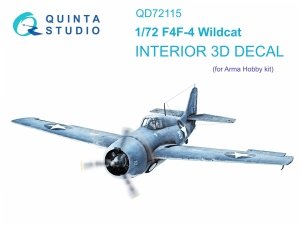 Quinta Studio QD72115 F4F-4 Wildcat 3D-Printed coloured Interior on decal paper (Arma Hobby) 1/72