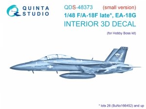 Quinta Studio QDS48373 F/A-18F late / EA-18G 3D-Printed & coloured Interior on decal paper (Hobby Boss) (small version) 1/48