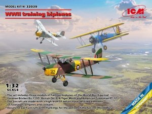 ICM 32039 WWII training biplanes Bucker Bu 131D, DH.82A Tiger Moth, Stearman PT-17 1/32