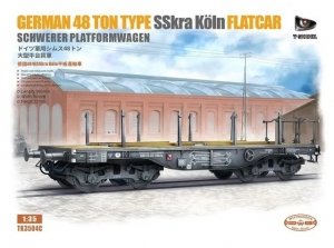 T-Model TK3504C German 48 tons SSkra Köln Flatcar Schwerer Platformwagen 1/35