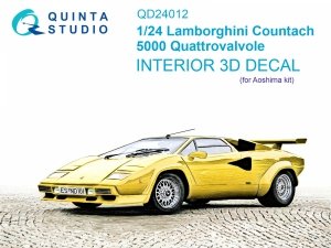 Quinta Studio QD24012 Lamborghini Countach 5000 QV 3D-Printed coloured Interior on decal paper (Aoshima) 1/24