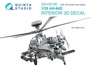 Quinta Studio QD+35106 AH-64D 3D-Printed & coloured Interior on decal paper (Takom) (with 3D-printed resin parts) 1/35