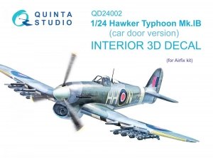 Quinta Studio QD24002 Hawker Typhoon (Car Door) 3D-Printed & coloured Interior on decal paper (Airfix) 1/24