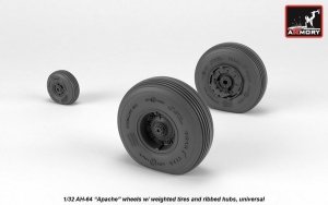 Armory Models AW32312 AH-64 Apache wheels w/ weighted tires, ribbed hubs 1/32