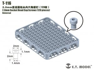 E.T. Model T-116 2.0mm Socket Head Cap Screws 120 pieces