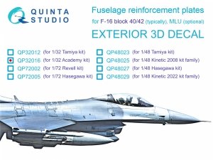 Quinta Studio QP32016 F-16 block 40/42 reinforcement plates (Academy) 1/32