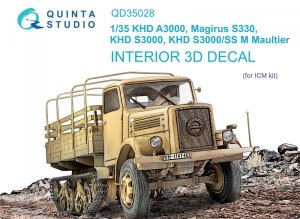 Quinta Studio QD35028 KHD A3000, Magirus S330, KHD S3000, KHD S3000/SS M Maultier 3D-Printed & coloured Interior on decal paper (ICM) 1/35