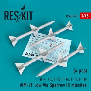 RESKIT RS48-0323 AIM-7F LOW VIS SPARROW III MISSILES (4PCS) 1/48