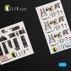 KELIK K72031 F-4(C,D) PHANTOM II INTERIOR 3D DECALS FOR HASEGAWA KIT 1/72