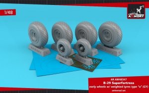 Armory Models AW48347 B-29 Superfortress early production wheels w/ weighted tyres type “a” (GY) & PE hubcaps 1/48