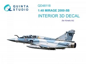 Quinta Studio QD48118 Mirage 2000-5B 3D-Printed & coloured Interior on decal paper (Kinetic) 1/48