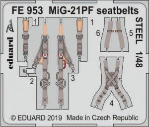 Eduard FE953 MiG-21PF seatbelts STEEL 1/48 EDUARD