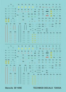 Techmod 72055 - Stencils for Bf 109E (1:72)