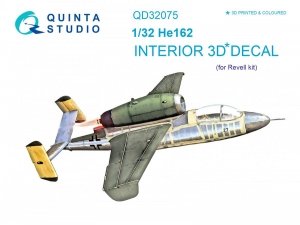 Quinta Studio QD32075 He 162 3D-Printed & coloured Interior on decal paper (for Revell kit) 1/32