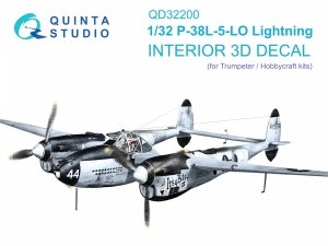 Quinta Studio QD32200 P-38L-5-LO Lightning 3D-Printed & coloured Interior on decal paper (Trumpeter/Hobbycraft) 1/32