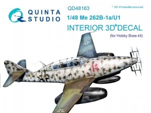 Quinta Studio QD48163 Me 262B-1a/U1 3D-Printed & coloured Interior on decal paper (for HobbyBoss kit) 1/48