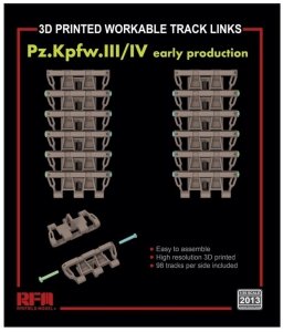 Rye Field Model 2013 Workable track links for Pz.Kpfw. III /IV early production (3D printed) 1/35