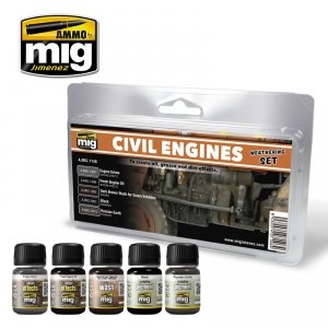 AMMO of Mig Jimenez 7146 CIVIL ENGINES WEATHERING SET 