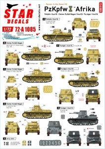 Star Decals 72-A1085 Panzer in the Desert # 2. PzKpfw I Ausf B, Kleiner Pz-Befehls Wagen I B, and Pz-Jäger I B in North Africa 1/72