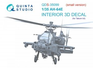 Quinta Studio QDS35099 AH-64E 3D-Printed & coloured Interior on decal paper (Takom) (Small version) 1/35