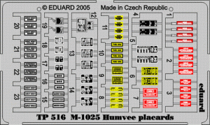 Eduard TP516 M-1025 placards 1/35