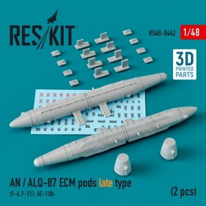 RESKIT RS48-0442 AN / ALQ-87 ECM PODS LATE TYPE (2 PCS) (F-4, F-111, AC-130) (3D PRINTED) 1/48