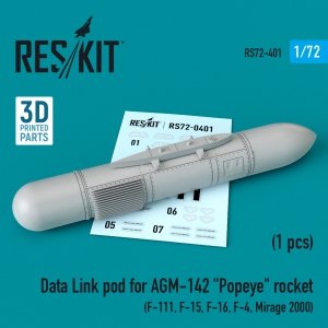 RESKIT RS72-0401 DATA LINK POD FOR AGM-142 POPEYE ROCKET 1/72
