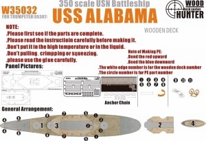 Wood Hunter W35032 Wood deck USS Alabama for Trumpeter (1:350)
