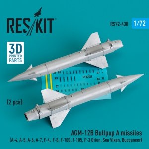 RESKIT RS72-0430 AGM-12B BULLPUP A MISSILES (2 PCS) (3D PRINTED) 1/72