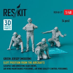 RESKIT RSF48-0027 Green jersey (Modern) (Left position from the aircraft) Catapult and Arresting Gear Crews, Air Wing Maintenance Personnel, Air Wing Quality Control Personnel (4 pcs) (3D Printed) 1/48