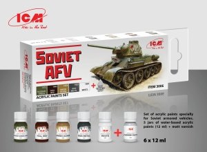 ICM 3006 Acrylic paints specially for Soviet armored vehicles 6x12ml