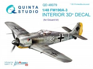 Quinta Studio QD48079 FW 190A-3 3D-Printed & coloured Interior on decal paper (for Eduard kit) 1/48