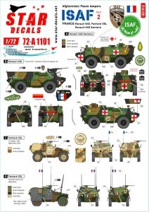 Star Decals 72-A1101 ISAF-Afghanistan # 2. Peacekeepers from France. Renault VAB, VAB Sanitaire, Panhard VBL. 1/72