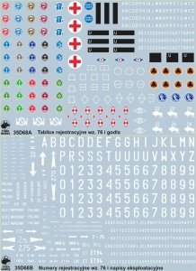 ToRo Model 35D68 - Polish Army vehicles Unit insignia, registration numbers 76 pattern & stencils 1/35