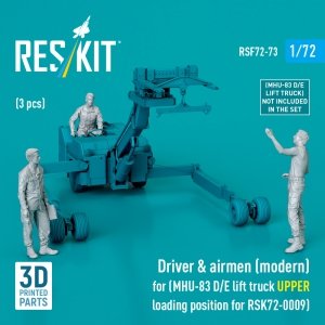 RESKIT RSF72-0073 Driver & airmen (modern) (3 pcs) (MHU-83 D/E lift truck UPPER loading position for RSK72-0009) (3D Printed) 1/72