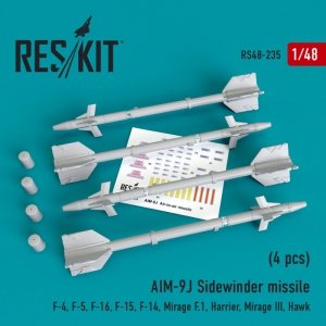 RESKIT RS48-0235 AIM-9J Sidewinder  missile (4 pcs) 1/48