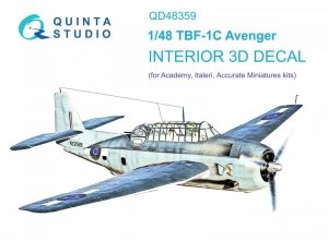 Quinta Studio QD48359 TBF-1 Avenger 3D-Printed & coloured Interior on decal paper (Academy) 1/48