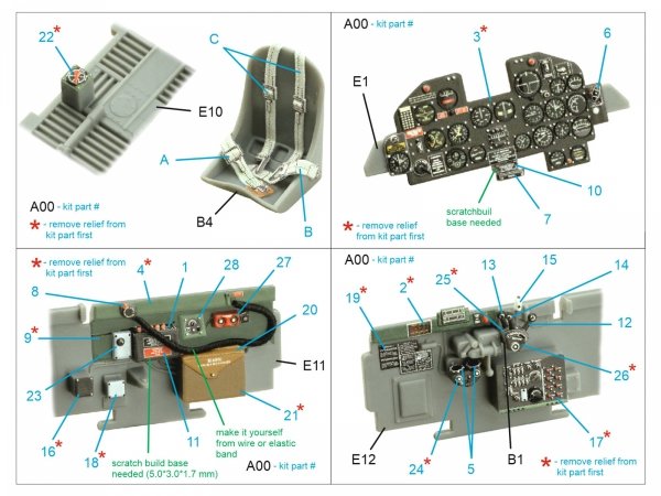 Quinta Studio QD48336 P-47D Thunderbolt Razorback 3D-Printed &amp; coloured Interior on decal paper (Tamiya) 1/48