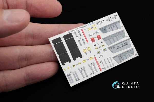 Quinta Studio QD48032 F-16D 3D-Printed &amp; coloured Interior on decal paper (for Hasegawa kit) 1/48