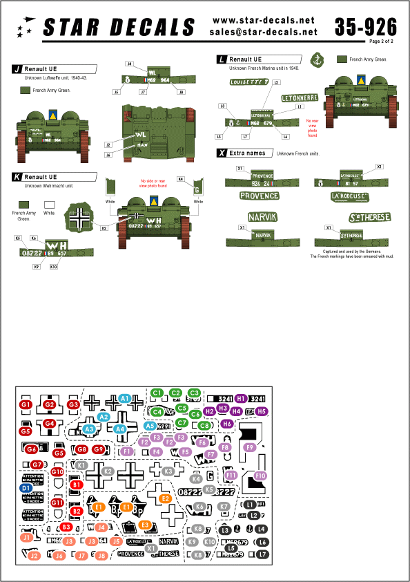 Star Decals 35-926 Renault UE 1/35