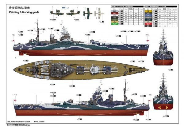 Trumpeter 03709 HMS Rodney (1:200)