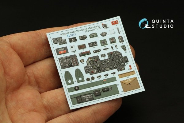 Quinta Studio QD32136 P-47D Razorback 3D-Printed &amp; coloured Interior on decal paper (Trumpeter) 1/32