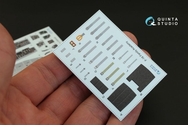 Quinta Studio QD32021 F-16C 3D-Printed &amp; coloured Interior on decal paper (for Academy kit) 1/32