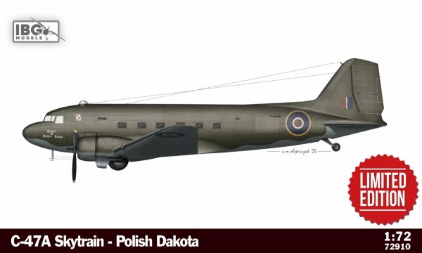 IBG 72910 C-47A Skytrain - Polish Dakota -  ( Hobby Boss plastic ) ( new decals set for 9 painting schemes ) 1/72