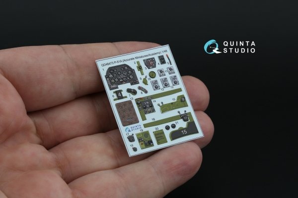 Quinta Studio QD48473 P-51A 3D-Printed coloured Interior on decal paper (Accurate Miniatures/Academy) 1/48