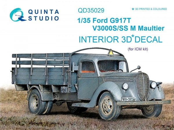 Quinta Studio QD35029 Ford G917T / v3000s 3D-Printed &amp; coloured Interior on decal paper (for ICM kit) 1/35