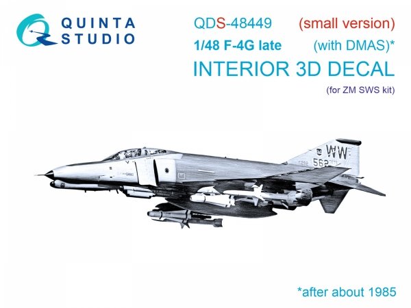 Quinta Studio QDS-48449 F-4G late 3D-Printed &amp; coloured Interior on decal paper (Zoukei Mura SWS) (Small version) 1/48